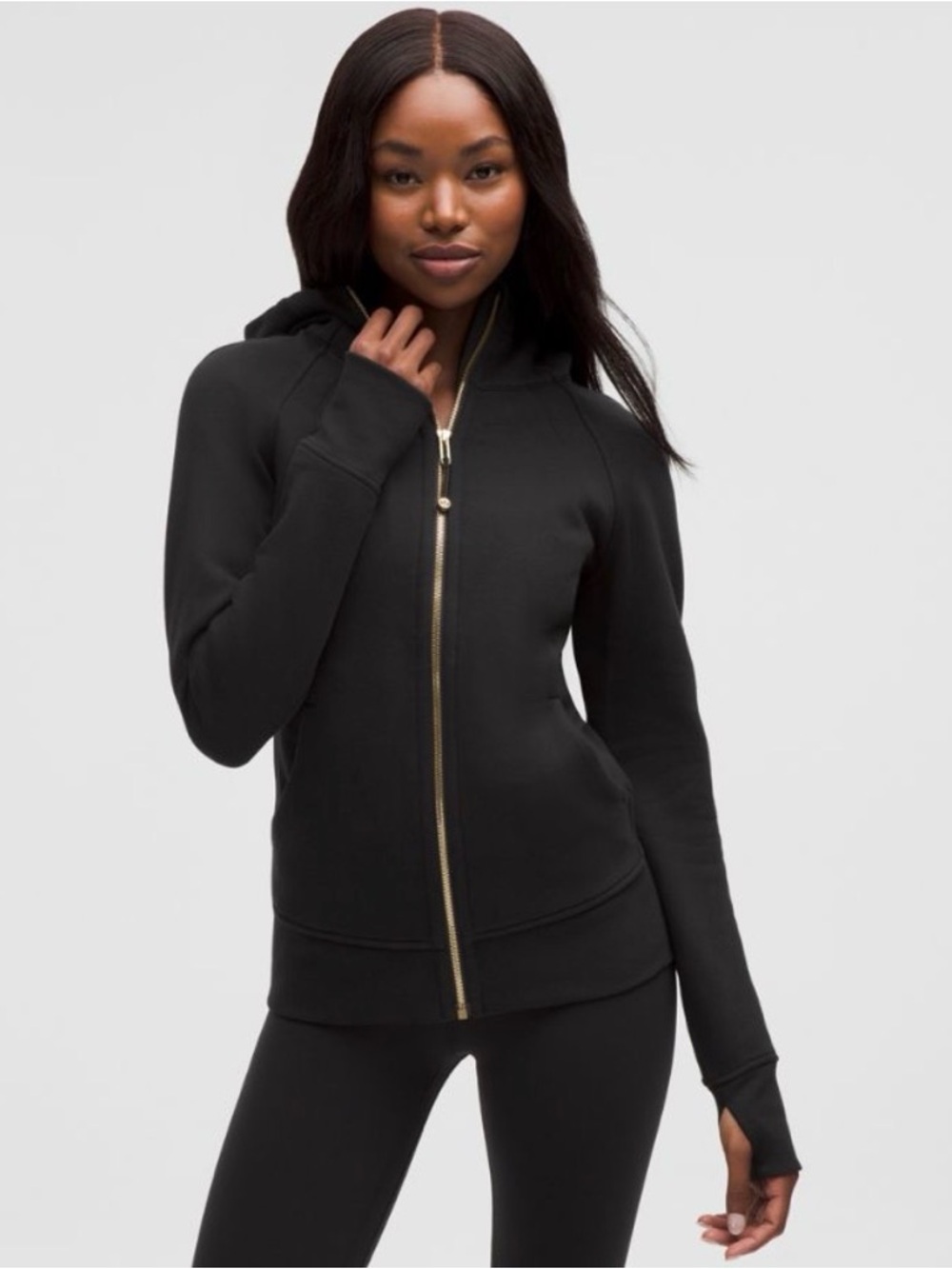 Lululemon Scuba Full-Ziip Hoodie Black with Gold Zipper